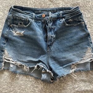 American Eagle Outfitters Women's Ripped Blue Jean Shorts